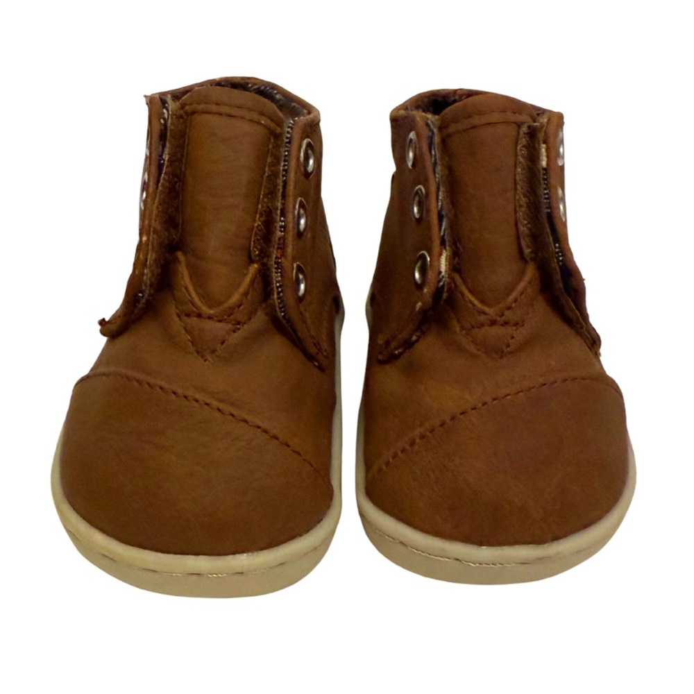 Toms Toddler Shoes, Paseo Brown Leather Boots, Size 3T (Vegan Leather)